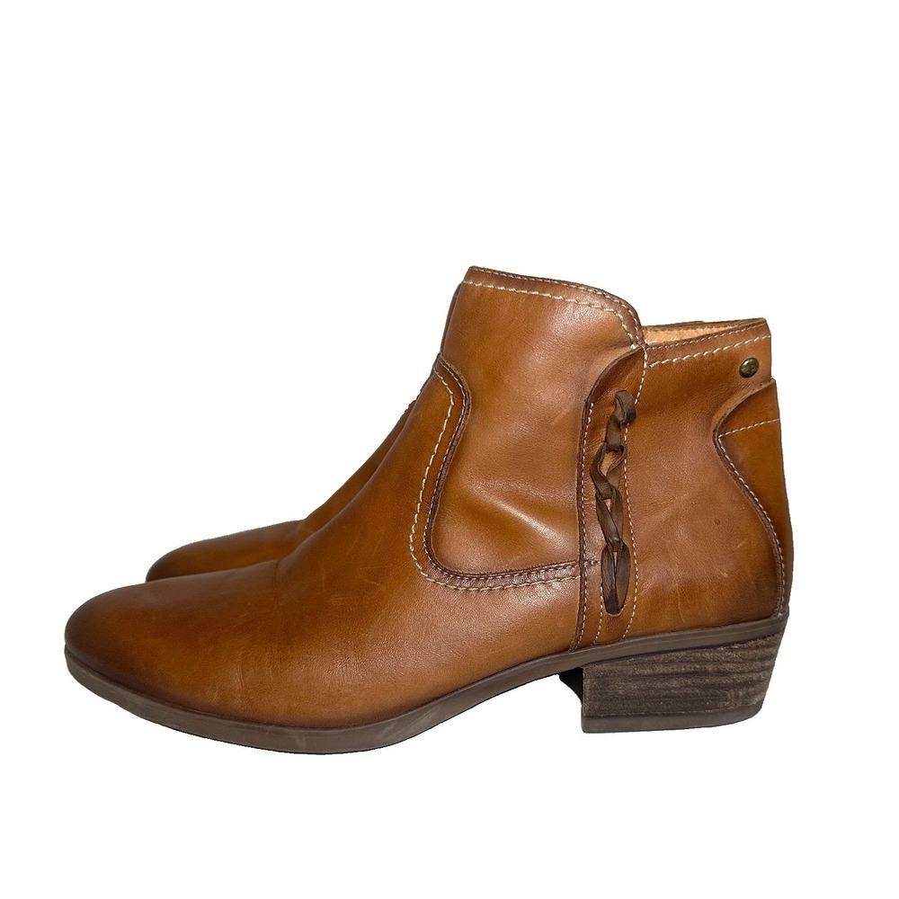 Pikolinos Women 10-10.5 EU 41 Daroca Ankle Booties Brandy Calfskin Leather Brown